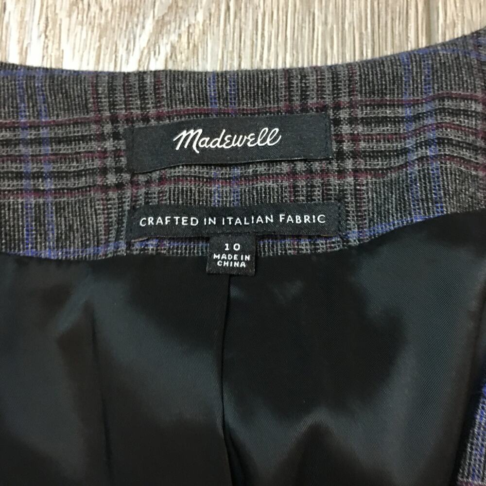 Madewell Wool-Blend Plaid Suiting Vest Women size 10 Italian Fabric - Picture 3 of 7